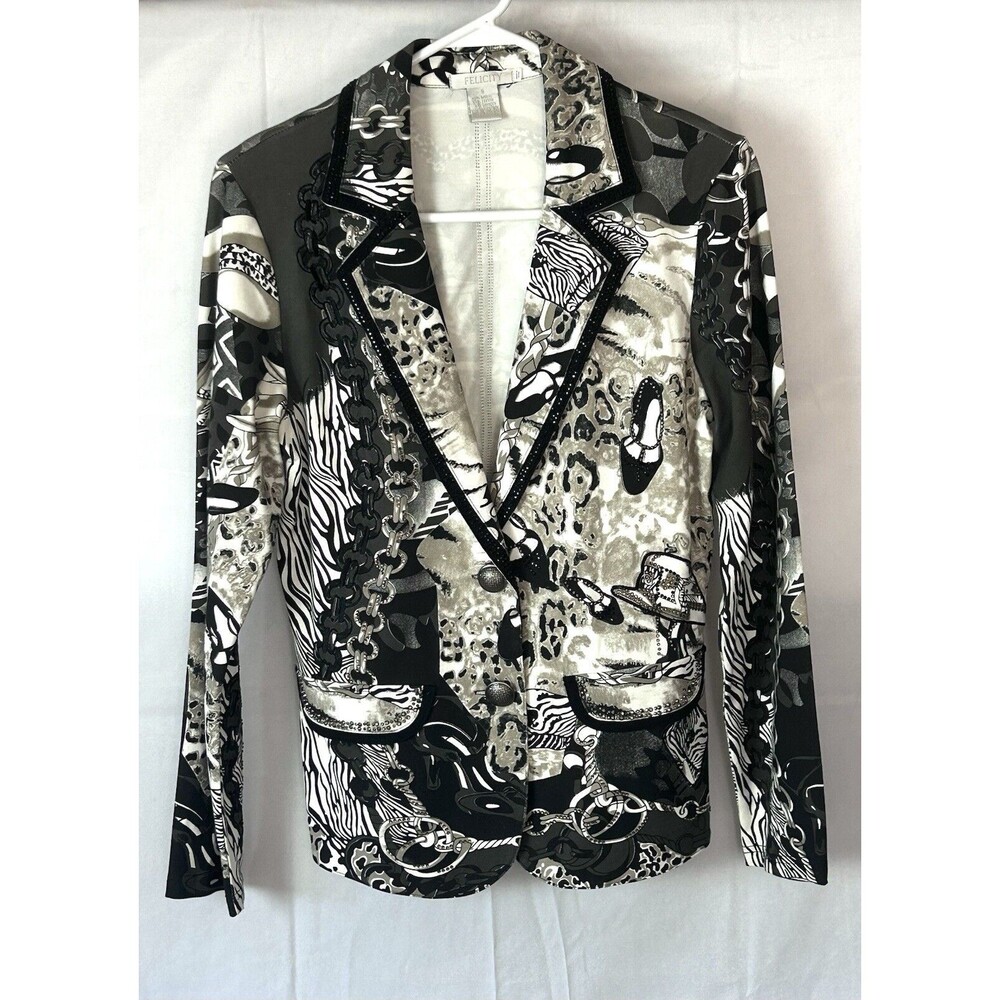 Felicity Jazzy Rhinestone Stud Jacket  with Shoe & Hat Decor Size‎ Small